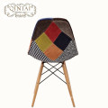 Silla de comedor franja moderna y colorida de tela de madera y silla de comedor